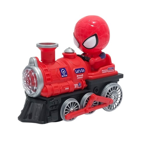 6608-50B Spiderman Train - This item is a battery-operated Spider-Man themed toy train designed for children aged 3 and up.&nbsp;Features: Simulated chimney smoke spray, flashing lights, and sound effects.Movement: Universal 