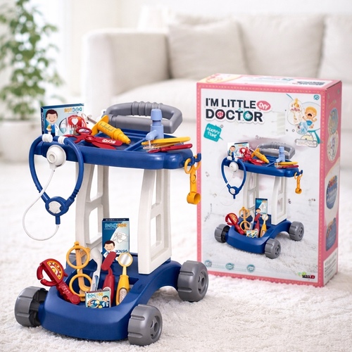 Doctor Set - 8837-2 - Movable trolley playset with medical tools.Includes over 15 tools such as a stethoscope, syringe, and scissors.Suitable for children aged 3 and above.
