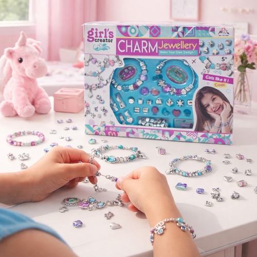 Jewellery-MBK-333A - The set fosters creativity and fine motor skills by offering a variety of bright beads, charms, and pendants.&nbsp;The finished jewelry can be shared as friendship bracelets with friends.&nbsp;It is a popular arts and crafts activity toy for girls.