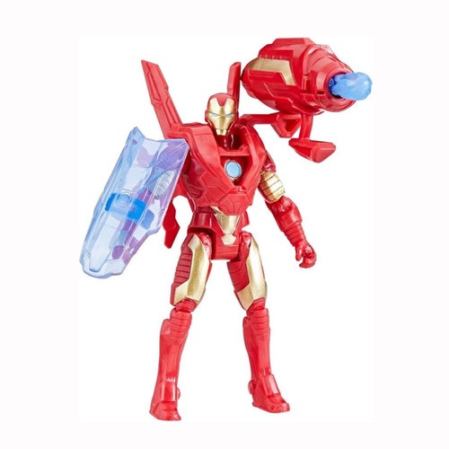 4-Inch Iron Man Battle Gear Figure F9342 - Iron Man-inspired blaster toy that launches fun projectiles, boosting imaginative and exciting play with a bold, kid-friendly design