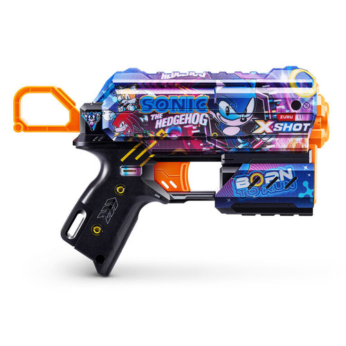 X-Shot Skins Flux Foam Dart Blaster-36648E - A fun blaster featuring Sonic the Hedgehog design, shooting soft foam darts for fast-paced and exciting play.