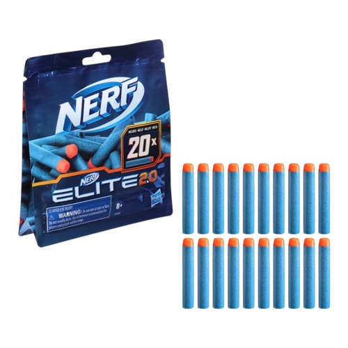 F0040 Nerf Elite - Nerf Elite 2.0 20-Dart Refill Pack.&nbsp;Contains 20 official Nerf Elite 2.0 foam darts.Compatible with all Nerf blasters that use Elite darts.Designed for children aged 8 and up.Ideal for restocking ammo during Nerf battles.