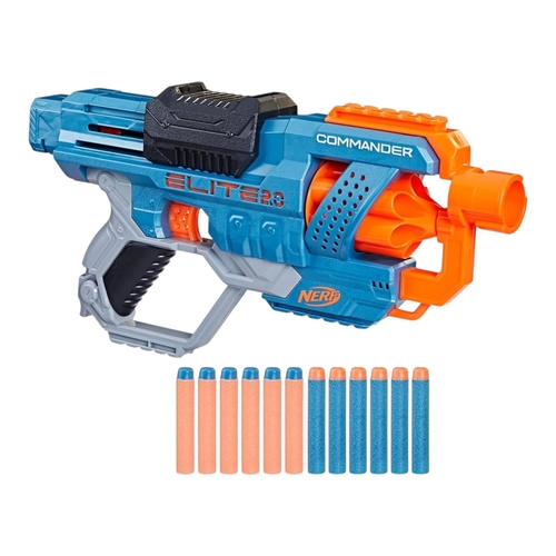 E9485 Nerf Elite 2.0 - NERF Elite 2.0 Commander RD-6 Blaster, 12 Official Darts, 6-Dart Rotating Drum, Tactical Rails, Barrel and Stock Attachment Points&nbsp; Ages 8+