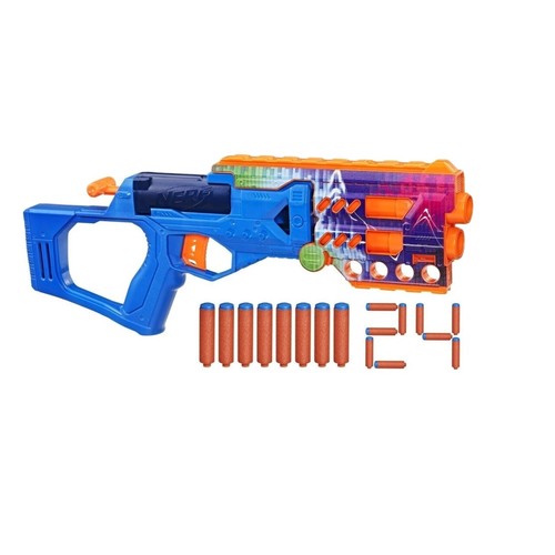 G2864Nerf Cobaltfury - Nerf N Series Cobaltfury blaster, designed for ages 8 and up.&nbsp;Dart Compatibility: Uses only official Nerf N1 darts.Capacity: 2-dart capacity.Loading Mechanism: Features a break-open barrel for loading.Included Accessories: Comes with 24 Nerf N1 darts.Features: Includes 2 tactical rails for customization.