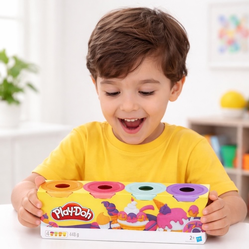 E4869 PD SWEET - 2-3 Years | 3-5 YearsDough ToysFeature 1Colorful Play-Doh 4-Pack of Fun: Whether you're looking for a creative toy for kids 2 and up or arts and crafts like modeling clay, nothing beats a fresh can of play-doh compound (well, maybe 4 cans).