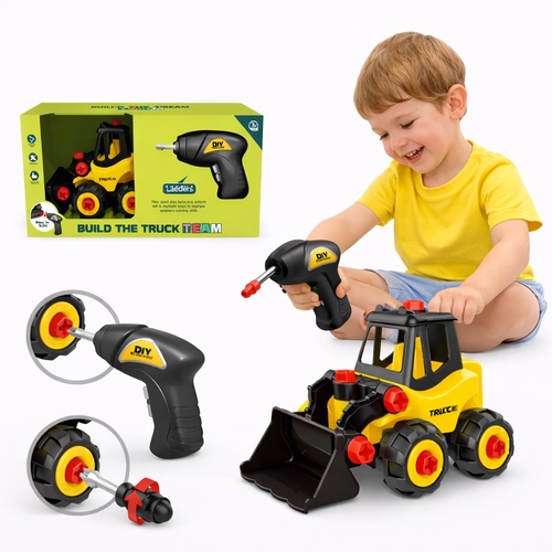 1369-11 Build the Truck - Buid the truct team It includes a kid-safe electric screwdriver for assembling and disassembling the vehicle.&nbsp;Designed for children aged 3 and older to improve problem-solving and motor skills.&nbsp;Allows kids to build, take apart, and rebuild the truck in multiple ways.&nbsp;Made from durable, non-toxic materials.