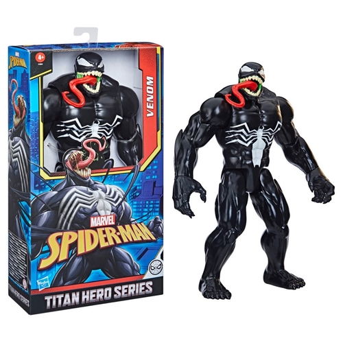 F4984 SPD TITAN VENOM - Spider-Man Titan Hero Series Deluxe Venom 12-Inch Action&nbsp;With this classic comic-inspired line of toys, kids can imagine the dastardly action as Venom assaults the city - can Spider-Man save the day? Find out with the Spider-Man Titan Hero Series Deluxe Venom 12-Inch Action Figure! Ages 4 and up.