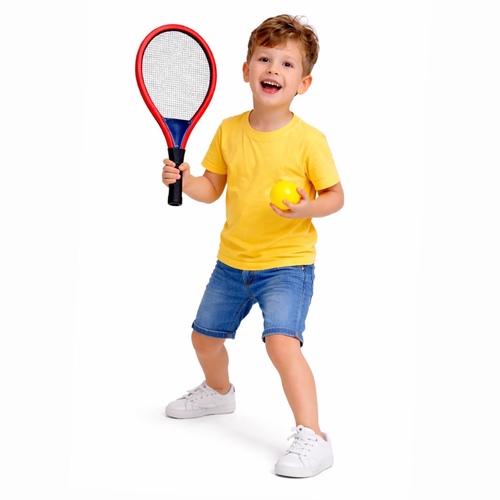 Tennis Set VS2077 - 5-piece children's badminton and tennis set featuring oversized rackets.