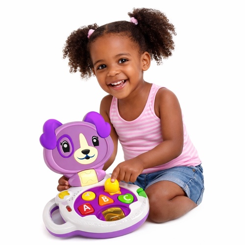 HY652-E Little Dog - This item is the Bonnie's Little Friends Little Dog Wang Wang learning laptop designed for toddlers.&nbsp;Features educational activities including letters (ABC), songs, and animal sounds.Includes a light-up screen and an animated puppy face for interactive play.Designed for children aged 12 months and older.