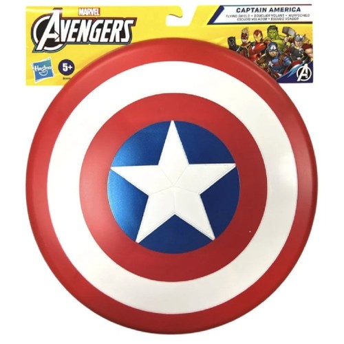 Capt. America Flying Shield BO444 - Key Features: It is lightweight, designed to be thrown like a frisbee, and features an arm strap on the back for role-play.&nbsp;Specifications: The shield is typically 11 to 12 inches in diameter and is suitable for children aged 4 or 5 and up.