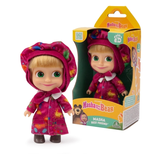 MHA26000 MARSHA 12CM - Masha Doll 12cm Tall in Painter Dress with Articulated Arms Legs from the Hit TV Series Masha and the Bear Suitable for Kids Aged 3