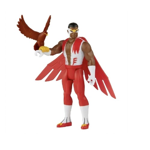 3.75-inch Falcon Action Figure F3808 - Scale: 3.75-inch (9.5 cm).Articulation: 5 points of movement (shoulders, hips, and neck), typical of vintage-style figures.Design: Inspired by classic Marvel comics, featuring Falcon's red and white costume.Accessories: Includes a removable set of wings and his avian companion, Redwing.Packaging: Comes on a retro-style blister card with the Kenner logo to complete the vintage aesthetic.