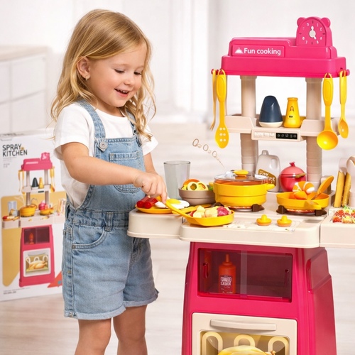 Home Kitchen-889-266 - Approximately 46cm high, 20.8cm wide, and 44.4cm long.Includes water, light, and sound effects, along with a spray feature.&nbsp;&nbsp;The set contains 47 pieces of kitchen accessories.&nbsp;Suitable for children aged 3 years and older.