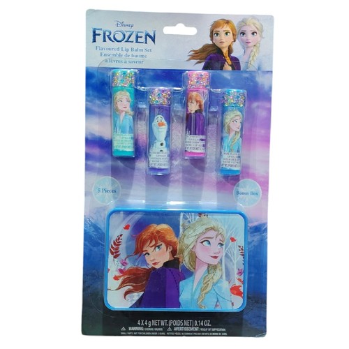 Frozen 5-Piece Flavored Lip Balm Set 70037 - This kid-friendly grooming kit is themed around the popular Disney movie Frozen and typically includes four flavored lip balms and a decorative storage tin.