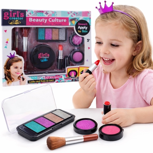 Makeup Playset-MBK-365 - Non-transferable, mess-free toy makeup.Includes a makeup palette, lipstick, brushes, and a blush compact.Suitable for children ages 3 and up.