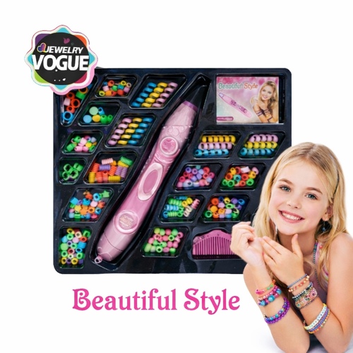 2-in-1 Hair Styling & Jewelry Making Set XW155-94 - It includes a braider tool, various colorful beads, and accessories to create custom necklaces, bracelets, and braided hairstyles.&nbsp;The set is designed to encourage creativity and improve fine motor skills in children ages 5 and older.
