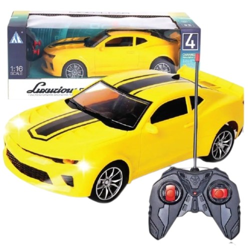 27-17AS LUXURIOUS CAR - Model remote-controlled yellow sports car toy.    Scale and Dimensions: It is built to a 1:16 scale, : Features include radio control for forward, backward, turn left, and turn right movement.&nbsp; Age 6years old and above.