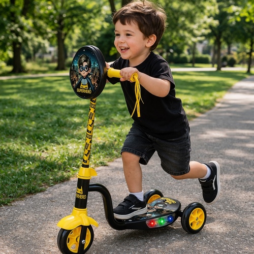 14222-1 SUPERHERO SCOOTER - Superhero 3wheel Scooter with light Suatible for 4+ year old and above.