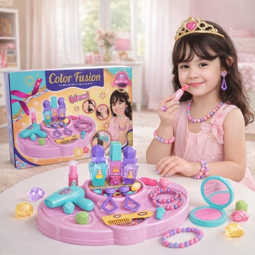 Beauty Set VA339682 - The set includes a vanity station and pretend makeup accessories designed for role-playing.