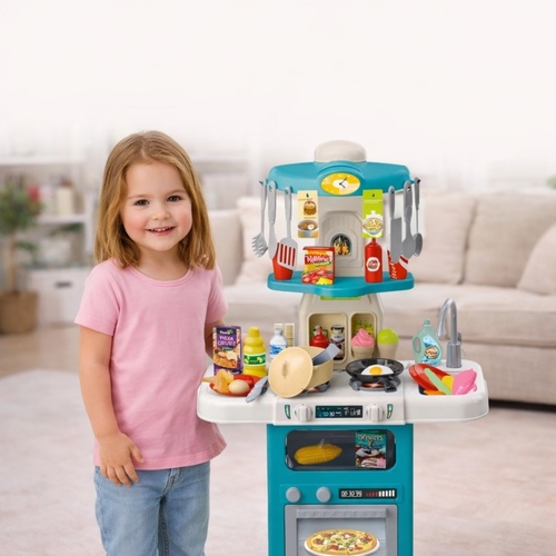 922-210 HOME CHEF - Home Chef Kitchen Special Gift Playset.&nbsp;It includes 64 pieces of accessories such as kitchen tools, pots, pans, and pretend food.&nbsp;Features interactive lights and sounds for a realistic cooking experience.&nbsp;Equipped with a spray and run water function.&nbsp;Designed for children aged 3 years and above.