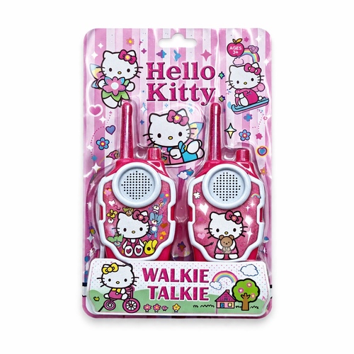 Hello Kitty walkie-talkie  156-21 - A cute Hello Kitty walkie-talkie toy set designed for kids to enjoy fun communication with friends. Featuring a colorful and adorable design with charming cartoon graphics, it is lightweight, easy to use, and battery-operated. Perfect for indoor and outdoor play, helping enhance communication skills and interactive play.