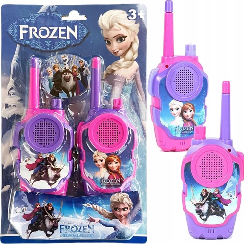 walkie-talkie Frozen 156-2 - A fun walkie-talkie toy set inspired by the movie Frozen, featuring beloved characters like Elsa and Anna. Designed in vibrant pink and purple colors, it is lightweight, easy to use, and suitable for kids aged 3+. Battery-operated, it provides an enjoyable way for children to communicate during indoor and outdoor play while encouraging imagination and interaction