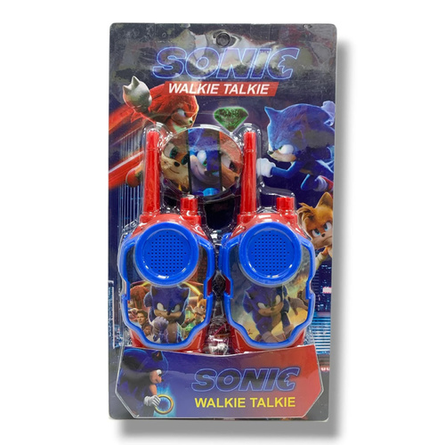 Sonic the Hedgehog Walkie Talkie 1568-13 - The&nbsp;Sonic the Hedgehog Walkie Talkie Set&nbsp;brings the action-packed world of Sonic to life for little explorers. This set features iconic characters like Sonic, Knuckles, and Tails on a vibrant blue and red design, making it the ultimate gift for any Sonic fan