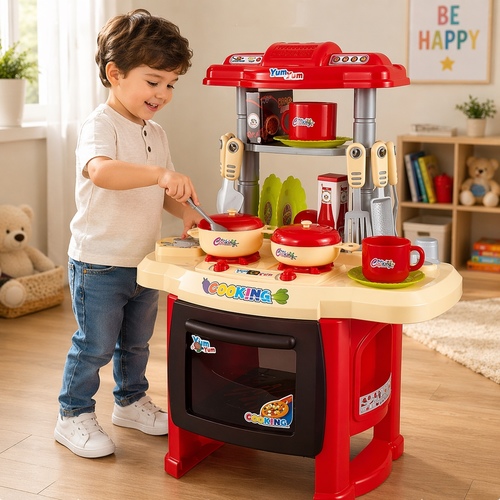 35Pcs Kitchen Set  VA146238 - It is designed for ages 3 and up and typically features interactive light and sound effects, including boiling sounds when pots are placed on the burner.&nbsp;The set includes various accessories like miniature stove, oven, sink, pots, pans, and utensils to mimic real cooking.