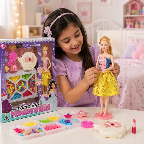 Dress-up Doll Set VA447834 - Product Type: Fashion doll play set featuring imaginative makeover and dress-up play.&nbsp;Included Items: Doll, purse, mirror, and a variety of colorful beads for DIY jewelry making.