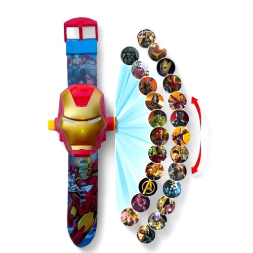 PP3189-25 PROJECTOR WATCH - Iron Man helmet design and can project 24 different character images.&nbsp;: Includes a focus adjustment and a button to switch between projected images.&nbsp;: Suitable for children ages 3 and up.