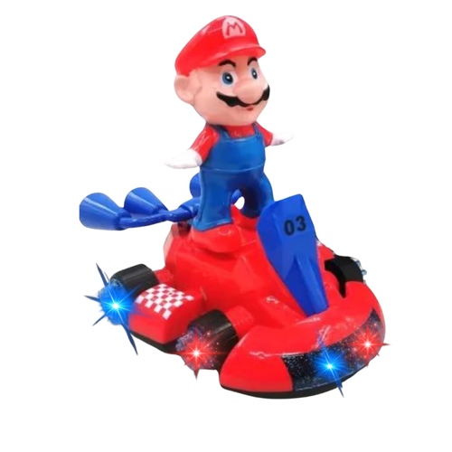 NR617-216 MARIO CAR - This Mario car toy brings excitement to playtime with its bright lights, fun music, and smooth movement. Its universal wheels allow it to move in any direction, turning automatically when it encounters obstacles.its perfect gift for boys and girls 3years old and above.