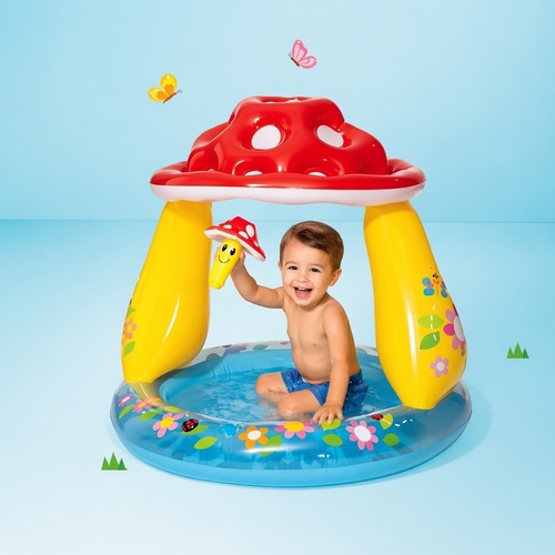 Intex Mushroom Baby Pool 57114 - Dimensions & Capacity: Measures approximately 102 cm x 89 cm (40