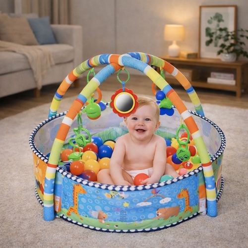 3-in-1 Baby Playmat VS1634 - A versatile activity center designed for infants from&nbsp;0 months&nbsp;up to toddler age. It functions as a traditional play gym, a tummy time mat, and a ball pit.