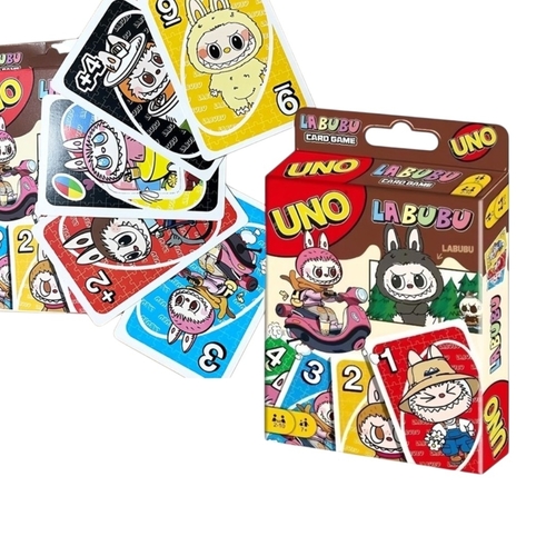 039 Uno Labubu Card - This is the UNO Labubu Card Game, a special edition of the classic UNO card game featuring characters.This edition includes 112 cards, with 4 special cards that have unique rules.&nbsp;It is suitable for 2-10 players.&nbsp;The game is available for purchase from various online retailers.&nbsp;The cards feature illustrations of the Labubu character and friends.