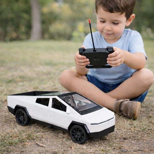 112431 R/C TSL PICKUP - This item is a 1:14 scale remote control toy car modeled after the Tesla Cybertruck.&nbsp;Scale: 1:14.Remote Frequency: 27 Mhz.Age Range: Suitable for ages 3 and up.Features: Realistic styling with functioning steering and wheels.
