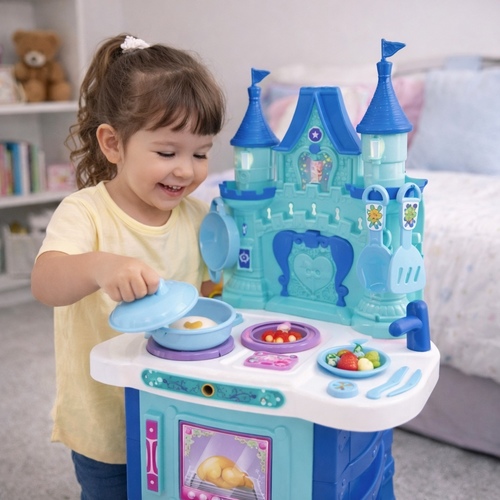 Castle kitchen vs2647 - Kids Castle Kitchen play toy with sound and lights effectMultiple kitchen accessories and high quality plastic items safe for kidsEncourages the chef in your kid from a very young ageCastle kitchen gives your girl a feel of princessFor ages 3 and overDimensions: 52cm x 30cm x 16cm