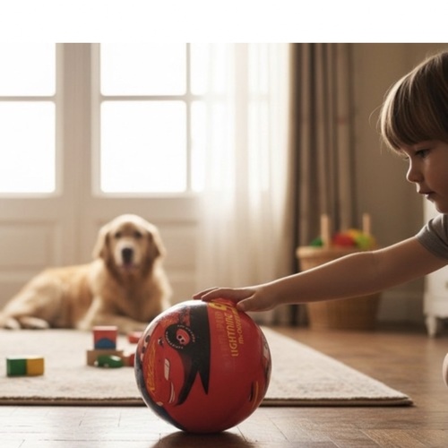 8813A8 Cars Ball - a Disney Cars themed PVC ball, commonly found in sizes around 23 cm.&nbsp;&nbsp;Features images of Lightning McQueen and Rust-eze branding from the Cars movie franchise.&nbsp;Usage: Suitable for indoor or outdoor play for children aged 3 and above.