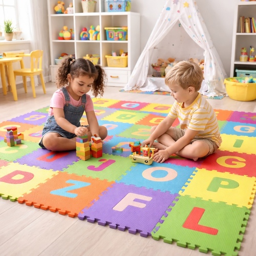 YW24373 Eva Puzzle Mats - a single interlocking tile from a foam puzzle mat set, commonly used to create a soft, safe play area for children.&nbsp; Ages 3+ and above