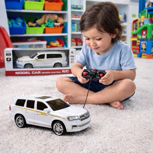 VA164548 R/C MODEL CAR - a 1:16 scale remote control model car designed to resemble a Toyota Land Cruiser, typically suitable for children aged 6 and older. : Operates with a remote control for forward, reverse, left, and right movement.