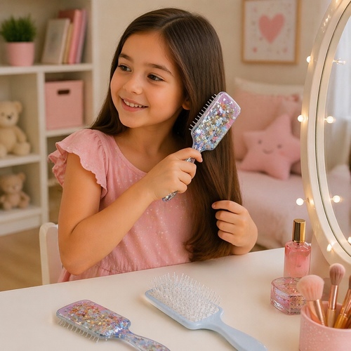 2S50779 Frozen Hair Brush - Disney Frozen 2 branded detangling paddle hair brush featuring characters Elsa and Anna.