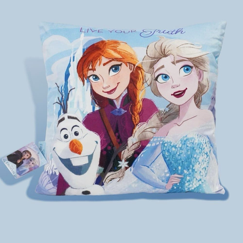 Frozen pillow 51990 - Kids pillow featuring a lovely Frozen design (Elsa, Anna, and Olaf), with soft and magical colors that bring a dreamy atmosphere to any child’s room. Made from soft and comfortable material, perfect for sleeping or as a charming decorative piece for Disney fans.