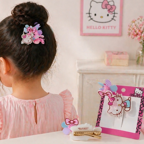 2S50876 HK Hair Clip - Hello Kitty hair clip set, typically used as decorative hair accessories or as 