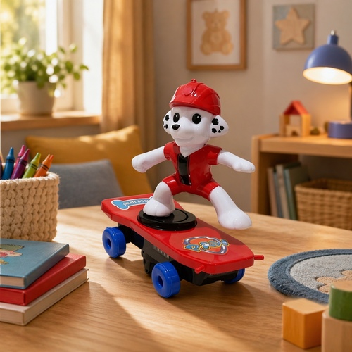 5080A PawPatrol Stunt - Paw Patrol Fun Does Not Fall Stunt Scooter.&nbsp;It features Marshall from PAW Patrol riding a scooter.The toy is designed with 360-degree rotation capabilities for performing stunts.It includes built-in sound effects and lights.The toy is designed to stand back up on its own if it falls. 3+ ages