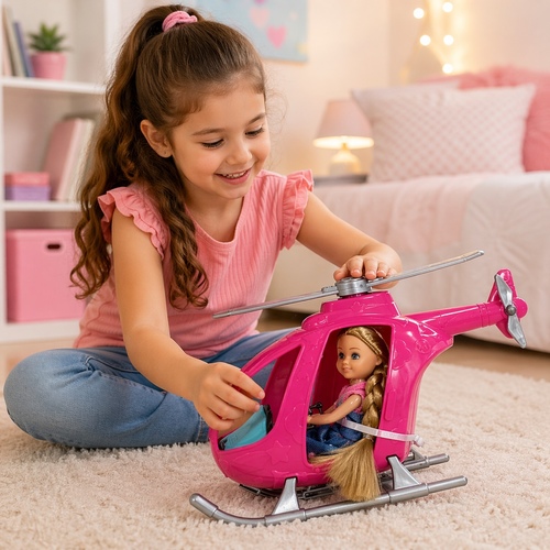 nini love 55802 - This toy is designed to stimulate imagination and role - playing in girls it include an adorable Nini love doll and a toys helicopter, both made of durable plastic 3+ above.