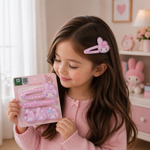 2S50865 Mymelody Hairclip - a Sanrio My Melody hair clip and band set, likely similar to the I Planning Characters patchin and hair rubber set.