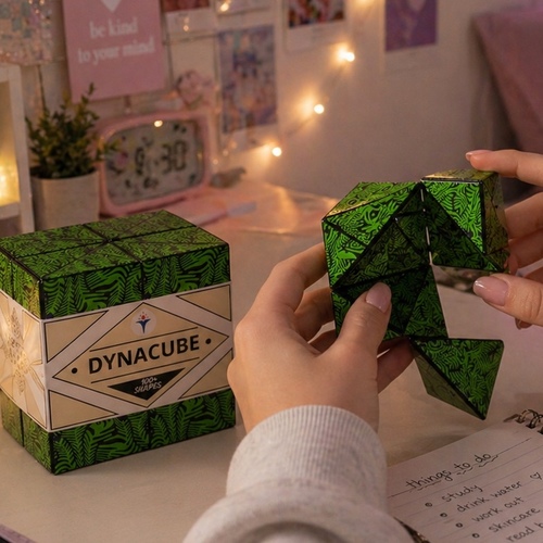RT28 DYNACUBE CDU - Dynacube is a fusion of puzzle and fidget toy. The cube can be pulled into a length and then reassembled into multiple different shapes.There is a mini booklet that comes with it to give you plenty of ideas of shapes to try and make or you can simply play and see what you can create.This is a fun little toy that is great for all ages.