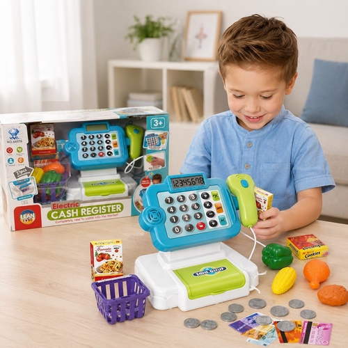 66103Cash Register - Give Your Child An Atmosphere of Fun To Spend The Most Beautiful And Sweetest Times, Improves Your Child’s Mathematical Intelligence.Cash RegisterScannerMoneyCredit CardOther AccessoriesBattery Required Battery Not Included 3+ages