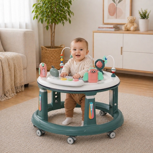 105-Baby Walker - Baby Walker And Activity Center For Babies 6+ Months, 5 Adjustable Heights, 360 Degree Swivel Seat, Music, Detachable Toys, Bounce Foot pad