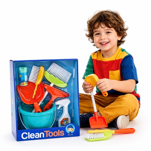 A52-2 CleanTools - cleaning playset for children.&nbsp;Includes A bucket, broom, dustpan, brush, squeegee, and spray bottle.: Encourages imaginative play and teaches housekeeping skills.: Designed for young children to mimic adult activities.