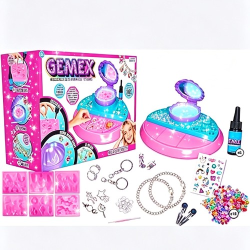 GEMEX-HUN8986 - MAGICALLY SETS FROM GEL TO GEMS! INCLUDES: HAIRCLIPS,BRACELETS,EARRINGS,RING,KEYCHAIN,STICKERS,MAGIC MOULDS AND MORE! FOR 5+ AGES